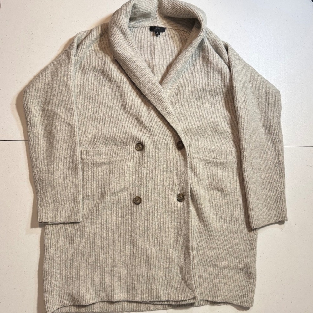 Merino Alpaca Wool Blend J. Crew Double Breasted‎ Ribbed Cardigan Thick Sweater